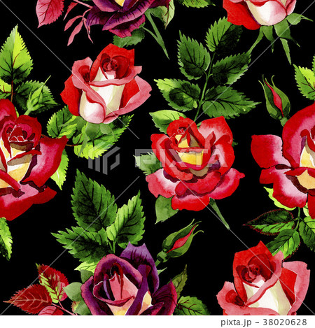 Wildflower two-color dark red rose flower pattern 38020628