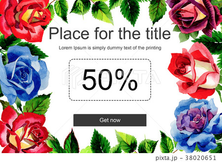 Wildflower two-color dark red rose flower frame in Wildflower two-color dark red rose flower frame in 38020651