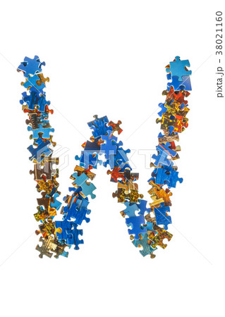 Letter W made of puzzle pieces Letter W made of puzzle pieces 38021160