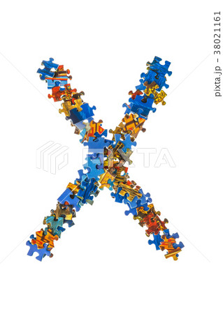 Letter X made of puzzle pieces 38021161