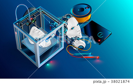 3d printing workshop. 3d printer printed Robot 38021874