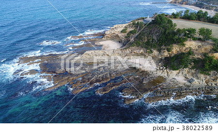 空撮画像：福岡県遠賀郡芦屋町の夏井ヶ浜はまゆう公園付近 38022589