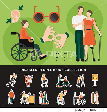 Disabled Person Colored Composition 38023067