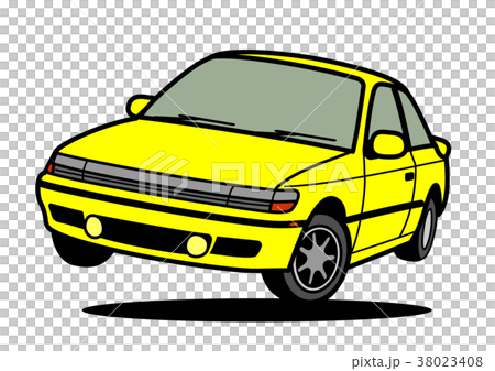Nostalgic domestic sports car yellow jump car illustration 38023408