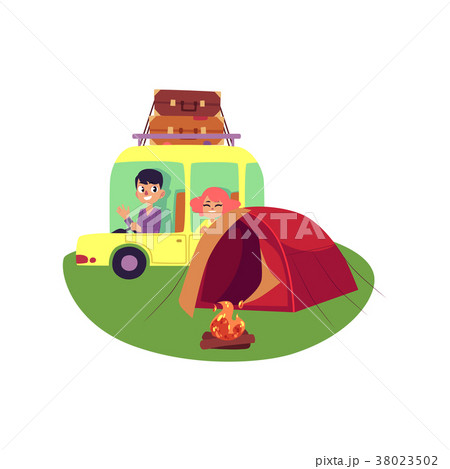 vector flat people travelling in car isolated 38023502