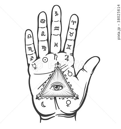 Palmistry hand vintage alchemy sign Palmistry hand vintage alchemy sign 38025614