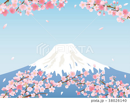 富士山と桜のイラスト素材