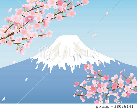 富士山と桜のイラスト素材