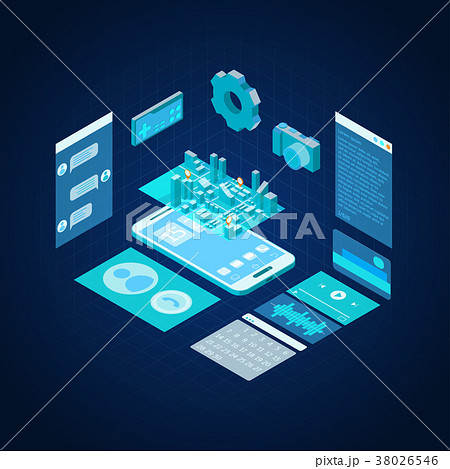 Mobile Phone Concept 3d Isometric View. Vector 38026546