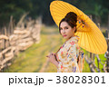Japanese women wear kimono holding umbrellas  38028301