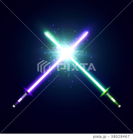 Purple and green crossed light neon swords with Purple and green crossed light neon swords with 38028467
