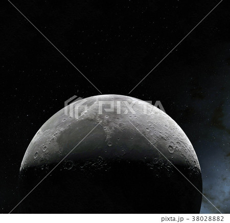 Moon surface. Realistic 3d render of moon and 38028882