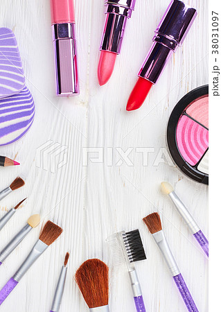 Fashion cosmetics composition, top view. Fashion cosmetics composition, top view. 38031097