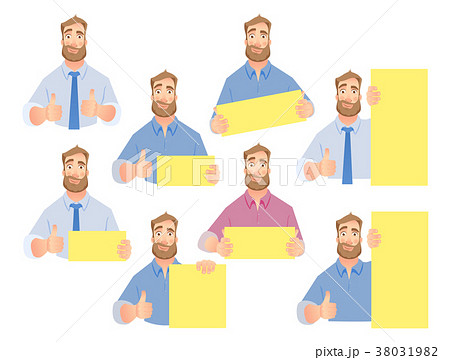 Businessman holding blank sign - set Businessman holding blank sign - set 38031982