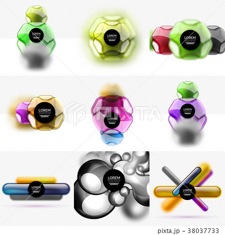 Set of glass shapes banner set with blurred Set of glass shapes banner set with blurred 38037733