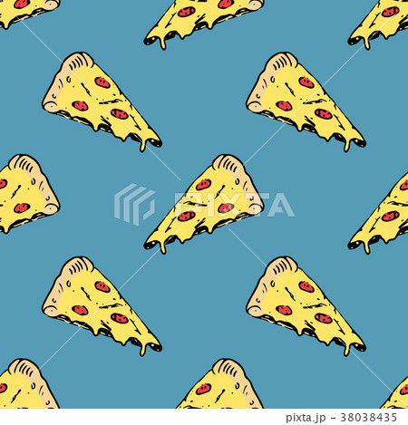 Pizza seamless pattern hand drawn sketch. Vector  38038435