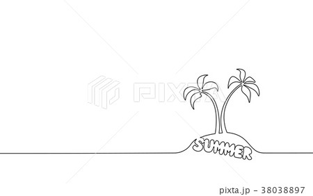 Single continuous line art coconut tree palm Single continuous line art coconut tree palm 38038897