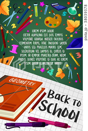 Back to School geometry stationery vector poster Back to School geometry stationery vector poster 38039378