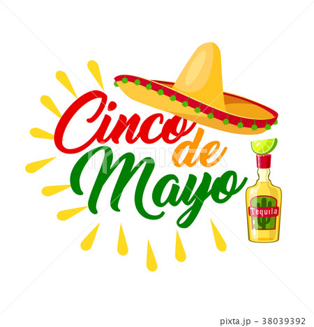 Cinco de Mayo mexican holiday icon with sombrero 38039392
