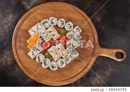 Big set of japanese food sushi maki rolls 38040795