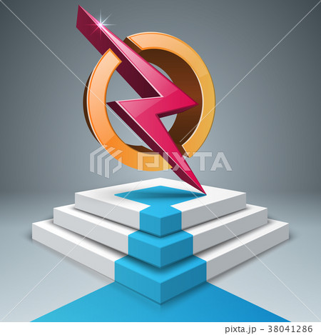 lightning, stair, pedestal, ladder icon. 38041286