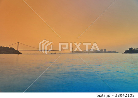 Suspension bridge in Hong Kong at Ting Kau Suspension bridge in Hong Kong at Ting Kau 38042105