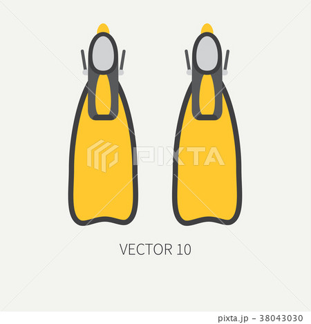 Plain flat color vector diver underwater equipment 38043030