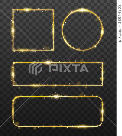 Golden glowing frames with shiny gold sparks 38044505
