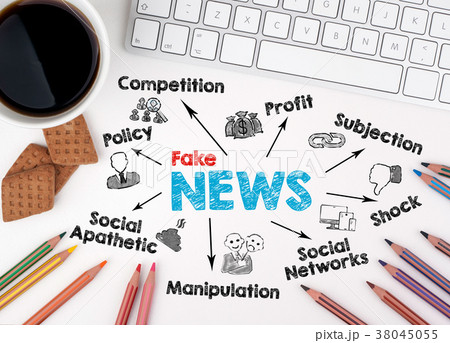 Fake News Business concept. White office desk Fake News Business concept. White office desk 38045055