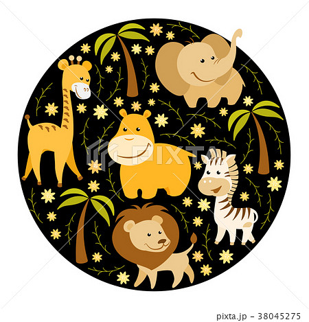 Cute cartoon african animals vector illustration 38045275