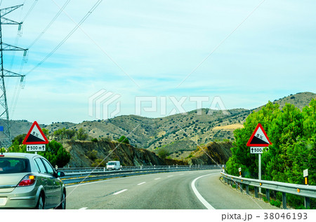 Fast road in the mountains in Spain 38046193