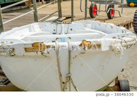 Boat on stand on the shore 38046330