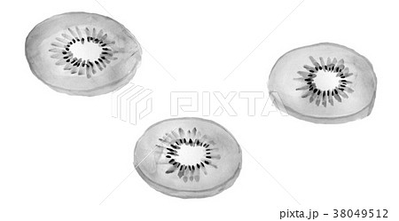 キウイフルーツ スライス 水墨画 のイラスト素材 38049512 Pixta