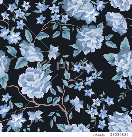 Floral tiled pattern Flower rose black background. Floral tiled pattern Flower rose black background. 38050385
