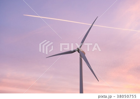 風力発電・夕景 38050755