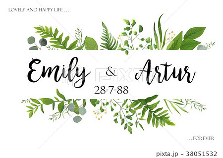 Wedding invite card vector floral greenery design 38051532