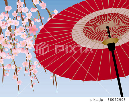 桜と和傘の背景素材のイラスト素材 [38052993] - PIXTA