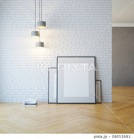 empty room with light and blank pictures 38053681