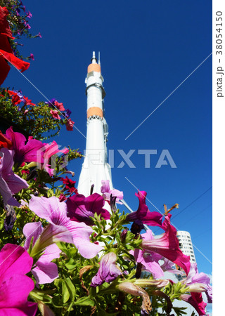 space rocket in the Samara, View across flowerbed space rocket in the Samara, View across flowerbed 38054150