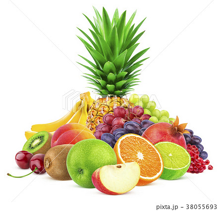 Assortment of exotic fruits isolated on white 38055693