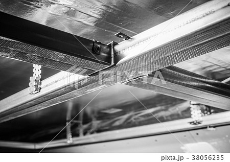 Metal frame for gypsum boards, close-up  38056235