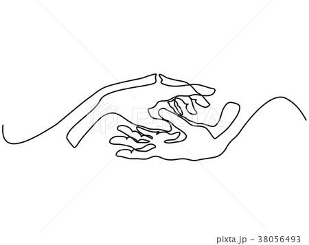 continuous line drawing of holding hands together 38056493