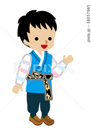 韓国の民族衣装を着た男の子のイラスト素材