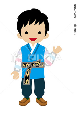韓国の民族衣装を着た男の子 正面のイラスト素材