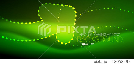 Neon techno arrow, digital abstract background Neon techno arrow, digital abstract background 38058398