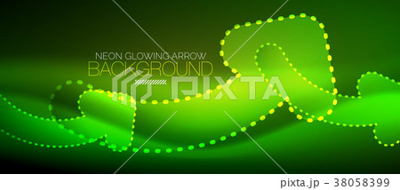 Neon techno arrow, digital abstract background Neon techno arrow, digital abstract background 38058399