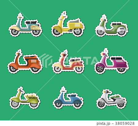 Vintage scooters isolated labels set 38059028