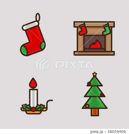 Vector- flat icon set. concept for honey bee, flowers, gift set, traditional food and so on.072 38059406