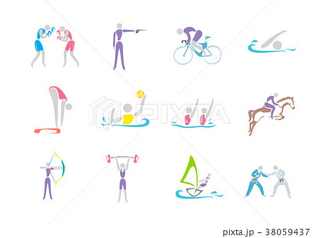 Simple linear pictogram, Olympic concept set 003 38059437
