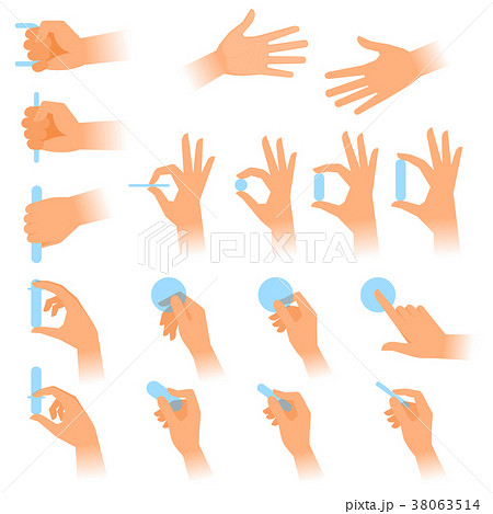 Various gestures of human hands with objects.  38063514